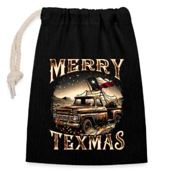 Merry Texmas – Pick-up-truck - Verschließbarer Geschenkbeutel aus Baumwolle (14x20cm) - Schwarz - Vorne