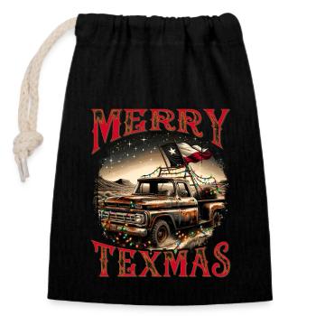 Merry Texmas – Pick-up-truck - Verschließbarer Geschenkbeutel aus Baumwolle (14x20cm) - Schwarz - Vorne