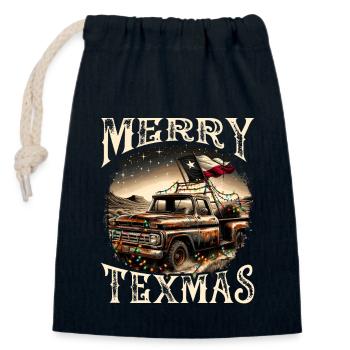 Merry Texmas – Pick-up-truck - Verschließbarer Geschenkbeutel aus Baumwolle (14x20cm) - Navy - Vorne