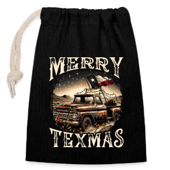 Merry Texmas – Pick-up-truck - Verschließbarer Geschenkbeutel aus Baumwolle (14x20cm) - Schwarz - Vorne