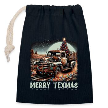 Merry Texmas – Pick-up-truck - Verschließbarer Geschenkbeutel aus Baumwolle (14x20cm) - Navy - Vorne