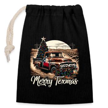 Merry Texmas – Pick-up-truck - Verschließbarer Geschenkbeutel aus Baumwolle (14x20cm) - Schwarz - Vorne