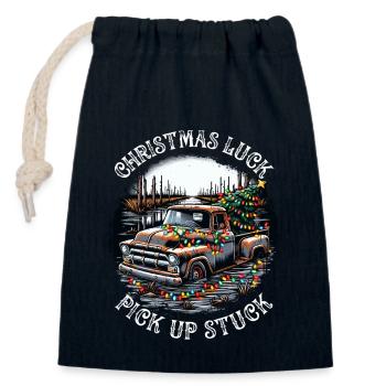Christmas Luck - Pick Up Stuck - Saying - Verschließbarer Geschenkbeutel aus Baumwolle (14x20cm) - Navy - Vorne