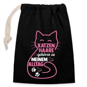 Katze Miezekatze Katzenliebhaber Katzenbesitzer Ka - Verschließbarer Geschenkbeutel aus Baumwolle (14x20cm) - Schwarz - Vorne