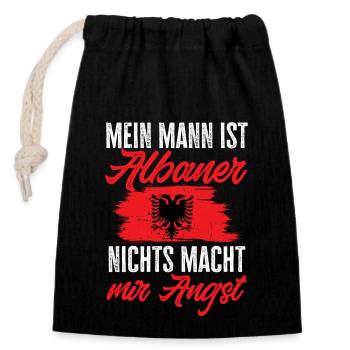 Albanische Flagge Albanischer Adler Shqiponja - Verschließbarer Geschenkbeutel aus Baumwolle (14x20cm) - Schwarz - Vorne