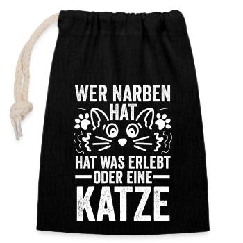 Katze Miezekatze Katzenliebhaber Katzenbesitzer Ka - Verschließbarer Geschenkbeutel aus Baumwolle (14x20cm) - Schwarz - Vorne