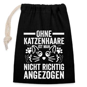 Katze Miezekatze Katzenliebhaber Katzenbesitzer Ka - Verschließbarer Geschenkbeutel aus Baumwolle (14x20cm) - Schwarz - Vorne