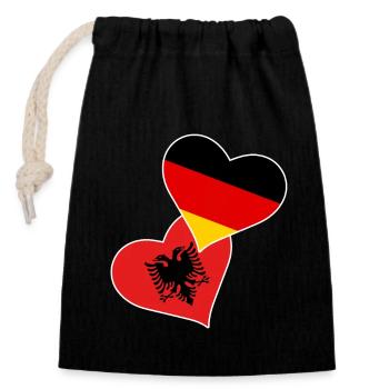 Albanische Flagge Albanischer Adler Shqiponja - Verschließbarer Geschenkbeutel aus Baumwolle (14x20cm) - Schwarz - Vorne