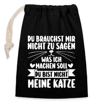 Katze Miezekatze Katzenliebhaber Katzenbesitzer Ka - Verschließbarer Geschenkbeutel aus Baumwolle (14x20cm) - Schwarz - Vorne