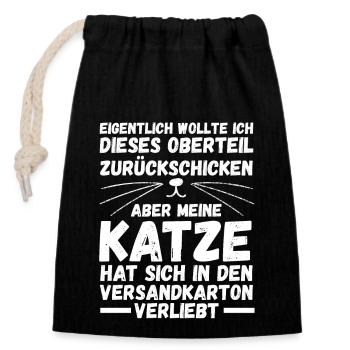 Katze Miezekatze Katzenliebhaber Katzenbesitzer Ka - Verschließbarer Geschenkbeutel aus Baumwolle (14x20cm) - Schwarz - Vorne