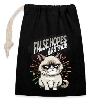 False Hopes - Angry Cat Happy New Year Pajamas - Closable cotton gift bag (14x20cm) - black - Front