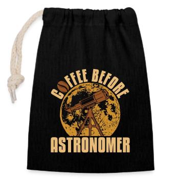 Astronome Café Avant Cosmologiste Amateur de Café - Sac cadeau en coton avec cordon (14 x 20 cm) - noir - Devant