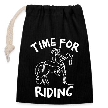 C’est l’heure de monter à cheval - Sac cadeau en coton avec cordon (14 x 20 cm) - noir - Devant