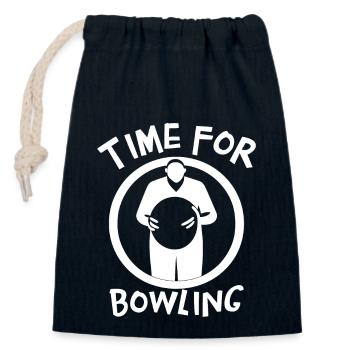C’est l’heure du bowling - Sac cadeau en coton avec cordon (14 x 20 cm) - bleu marine - Devant