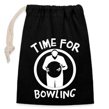 C’est l’heure du bowling - Sac cadeau en coton avec cordon (14 x 20 cm) - noir - Devant