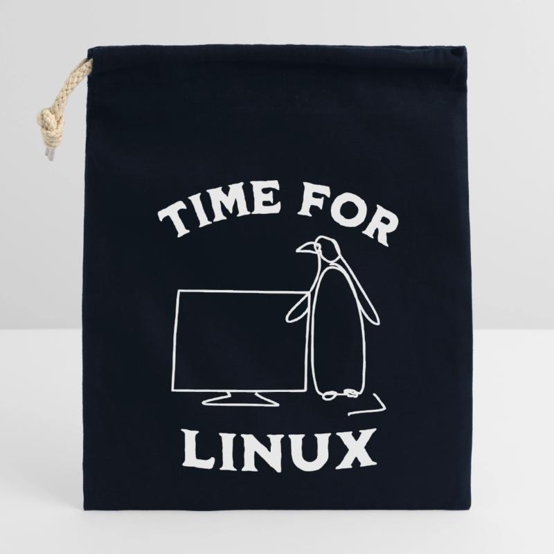 Time for Linux and Open Source Software Closable cotton gift bag (14x20cm)