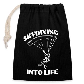 Sauter en parachute dans la vie - Sac cadeau en coton avec cordon (14 x 20 cm) - noir - Devant