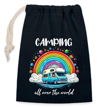 Camping dans le monde entier Tour du monde Limitless - Sac cadeau en coton avec cordon (14 x 20 cm) - bleu marine - Devant