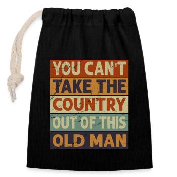 You Can't Take The Country Out Of This Old Man - Closable cotton gift bag (14x20cm) - black - Front