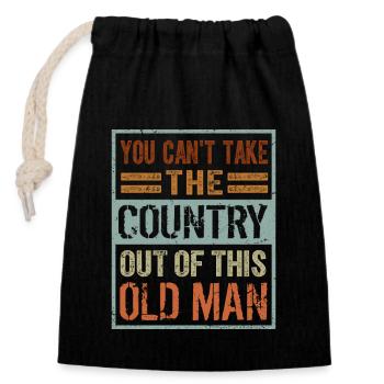 You Can't Take The Country Out Of This Old Man - Verschließbarer Geschenkbeutel aus Baumwolle (14x20cm) - Schwarz - Vorne