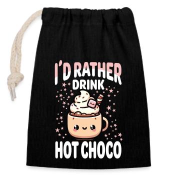 Hot Chocolate Lover Winter Cozy Evening Kawaii - Closable cotton gift bag (14x20cm) - black - Front