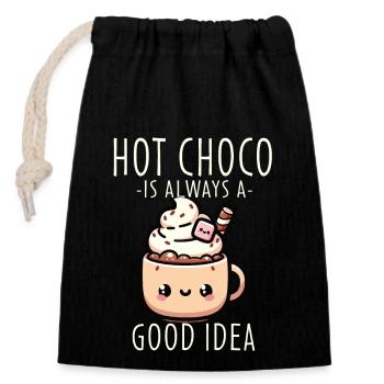 Soothing Hot Chocolate Design For Cocoa - Closable cotton gift bag (14x20cm) - black - Front
