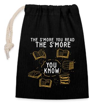 Ideal not just for camping but also for book club - Closable cotton gift bag (14x20cm) - black - Front