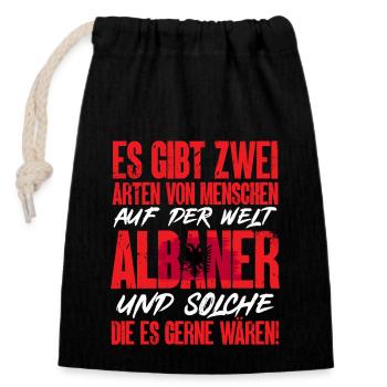 Albanische Flagge Albanischer Adler Shqiponja - Verschließbarer Geschenkbeutel aus Baumwolle (14x20cm) - Schwarz - Vorne