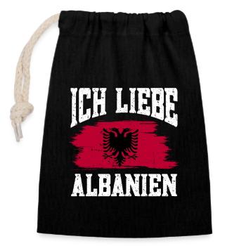 Albanische Flagge Albanischer Adler Shqiponja - Verschließbarer Geschenkbeutel aus Baumwolle (14x20cm) - Schwarz - Vorne