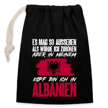 Albanische Flagge Albanischer Adler Shqiponja - Verschließbarer Geschenkbeutel aus Baumwolle (14x20cm) - Schwarz - Vorne