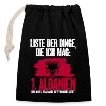 Albanische Flagge Albanischer Adler Shqiponja - Verschließbarer Geschenkbeutel aus Baumwolle (14x20cm) - Schwarz - Vorne