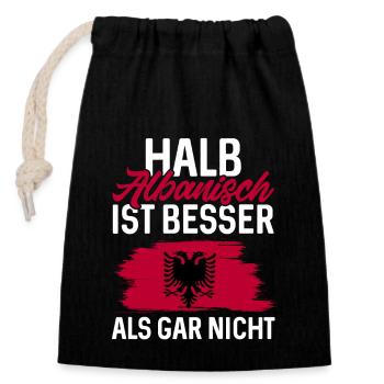 Albanische Flagge Albanischer Adler Shqiponja - Verschließbarer Geschenkbeutel aus Baumwolle (14x20cm) - Schwarz - Vorne