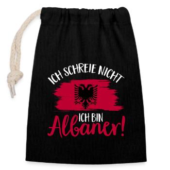 Albanische Flagge Albanischer Adler Shqiponja - Verschließbarer Geschenkbeutel aus Baumwolle (14x20cm) - Schwarz - Vorne