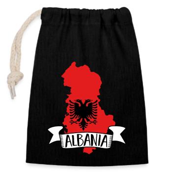 Albanische Flagge Albanischer Adler Shqiponja - Verschließbarer Geschenkbeutel aus Baumwolle (14x20cm) - Schwarz - Vorne