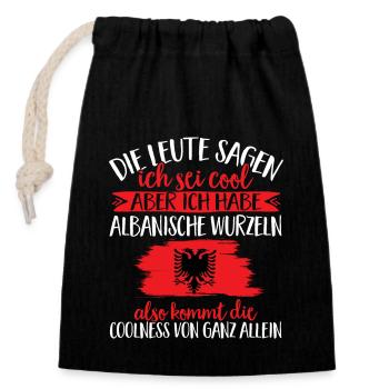 Albanische Flagge Albanischer Adler Shqiponja - Verschließbarer Geschenkbeutel aus Baumwolle (14x20cm) - Schwarz - Vorne