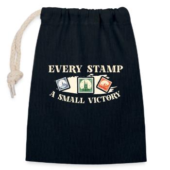 Philately Philatelist Stamp Collecting - Closable cotton gift bag (14x20cm) - navy - Front