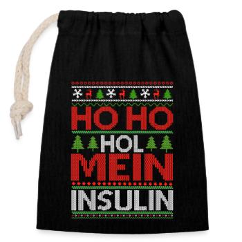 Ho Ho Get My Insulin - Ugly Christmas Sweater - Closable cotton gift bag (14x20cm) - black - Front