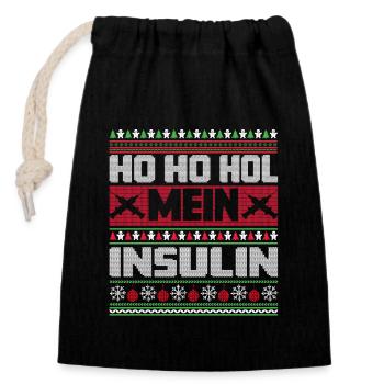 Ho Ho Hol mein Insulin - Ugly Christmas Sweater - Verschließbarer Geschenkbeutel aus Baumwolle (14x20cm) - Schwarz - Vorne