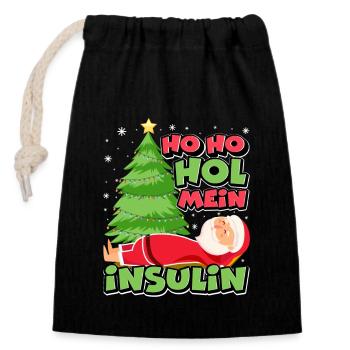 Ho Ho Hol Mein Insulin - Lustiger Diabetiker - Verschließbarer Geschenkbeutel aus Baumwolle (14x20cm) - Schwarz - Vorne