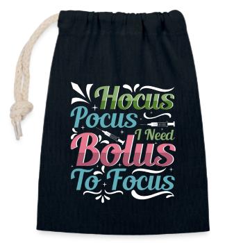 Hokus Pokus I Need Bolus To Focus - Diabetes - Verschließbarer Geschenkbeutel aus Baumwolle (14x20cm) - Navy - Vorne