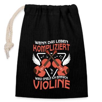 Cooles Violinen Geige Geigenspieler Violinist - Verschließbarer Geschenkbeutel aus Baumwolle (14x20cm) - Schwarz - Vorne