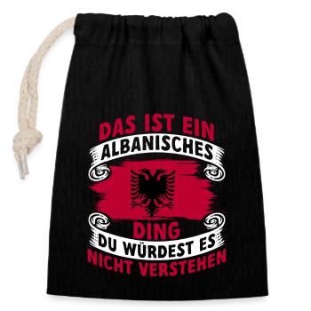 Albanische Flagge Albanischer Adler Shqiponja - Verschließbarer Geschenkbeutel aus Baumwolle (14x20cm) - Schwarz - Vorne