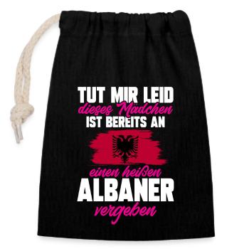 Albanische Flagge Albanischer Adler Shqiponja - Verschließbarer Geschenkbeutel aus Baumwolle (14x20cm) - Schwarz - Vorne