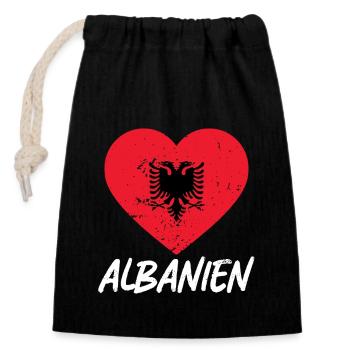Albanische Flagge Albanischer Adler Shqiponja - Verschließbarer Geschenkbeutel aus Baumwolle (14x20cm) - Schwarz - Vorne