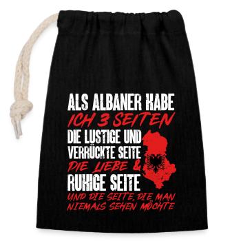 Albanische Flagge Albanischer Adler Shqiponja - Verschließbarer Geschenkbeutel aus Baumwolle (14x20cm) - Schwarz - Vorne