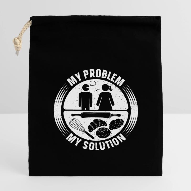 Baker My Problem My Solution Pictogram Mom Bakery Verschließbarer Geschenkbeutel aus Baumwolle (14x20cm)