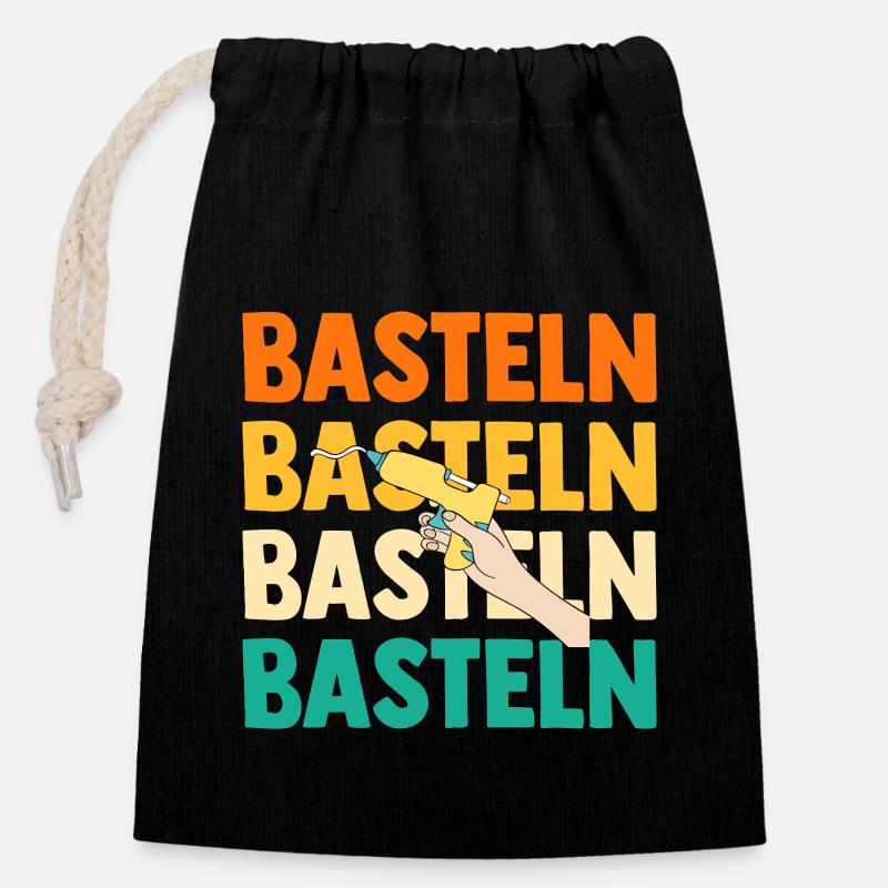 Bastler Bastelunterricht Basteln - Verschließbarer Geschenkbeutel aus Baumwolle (14x20cm) - Schwarz