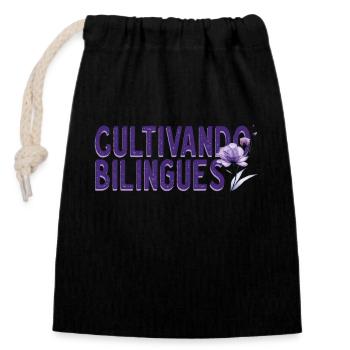 Cultivando Bilingües Spanish Teacher Apparel - Closable cotton gift bag (14x20cm) - black - Front