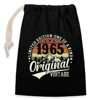 Vintage 1965 anniversaire Surprise - Sac cadeau en coton avec cordon (14 x 20 cm) - noir - Devant