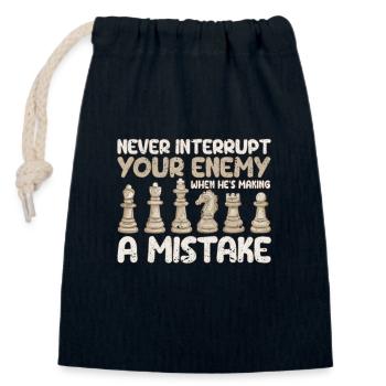 Never interrupt your opponent when he has a - Closable cotton gift bag (14x20cm) - navy - Front